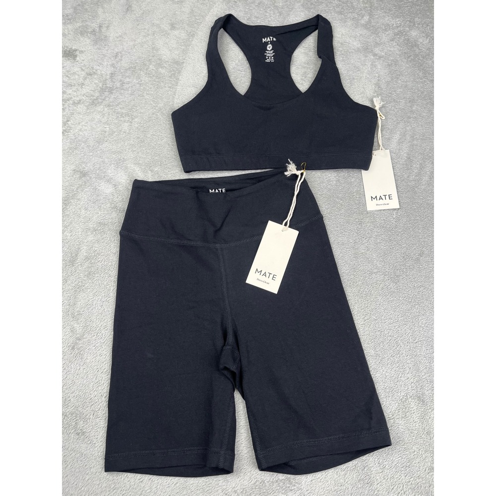 MATE The Label Organic Biker Shorts & Sports Bra Set Activewear Size‎ S